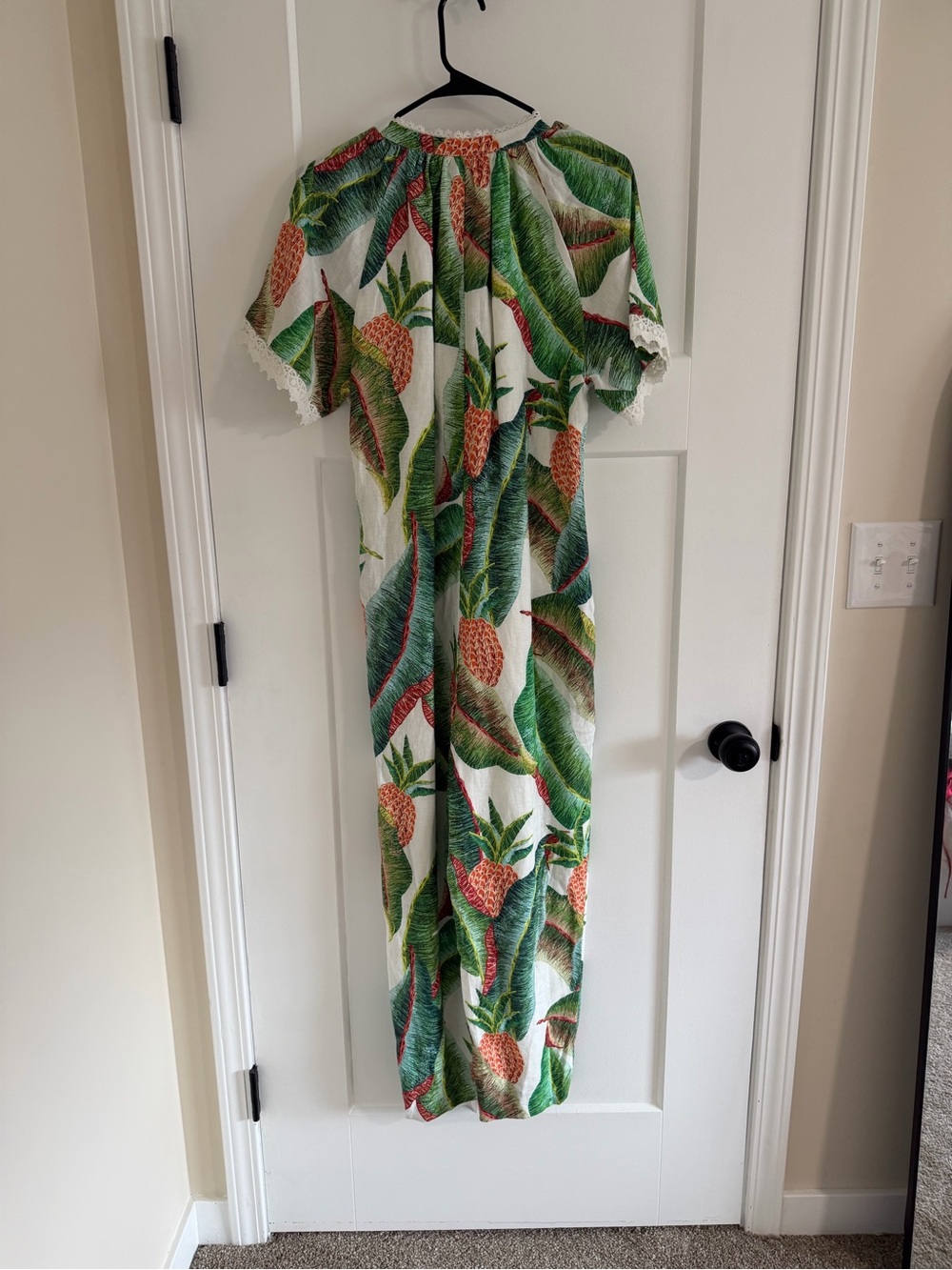 NWT FARM Rio White Pineapple & Green Leaf Floral Printed Jumpsuit Medium - Picture 6 of 6